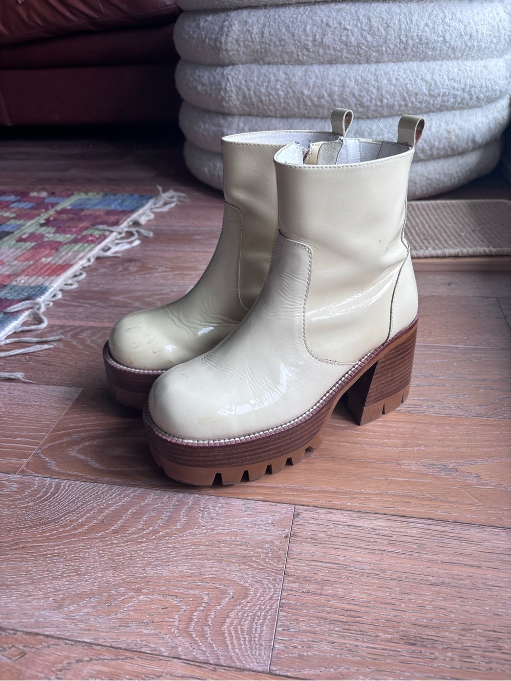 Jeffrey Campbell White Platform Boot with Chunky Heel - Women